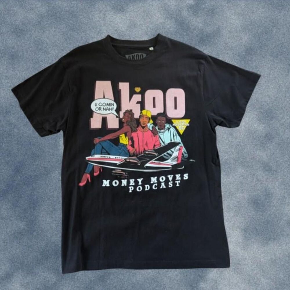AKOO Money Moves Podcast Graphic T-shirt Men's size XL  NEW!